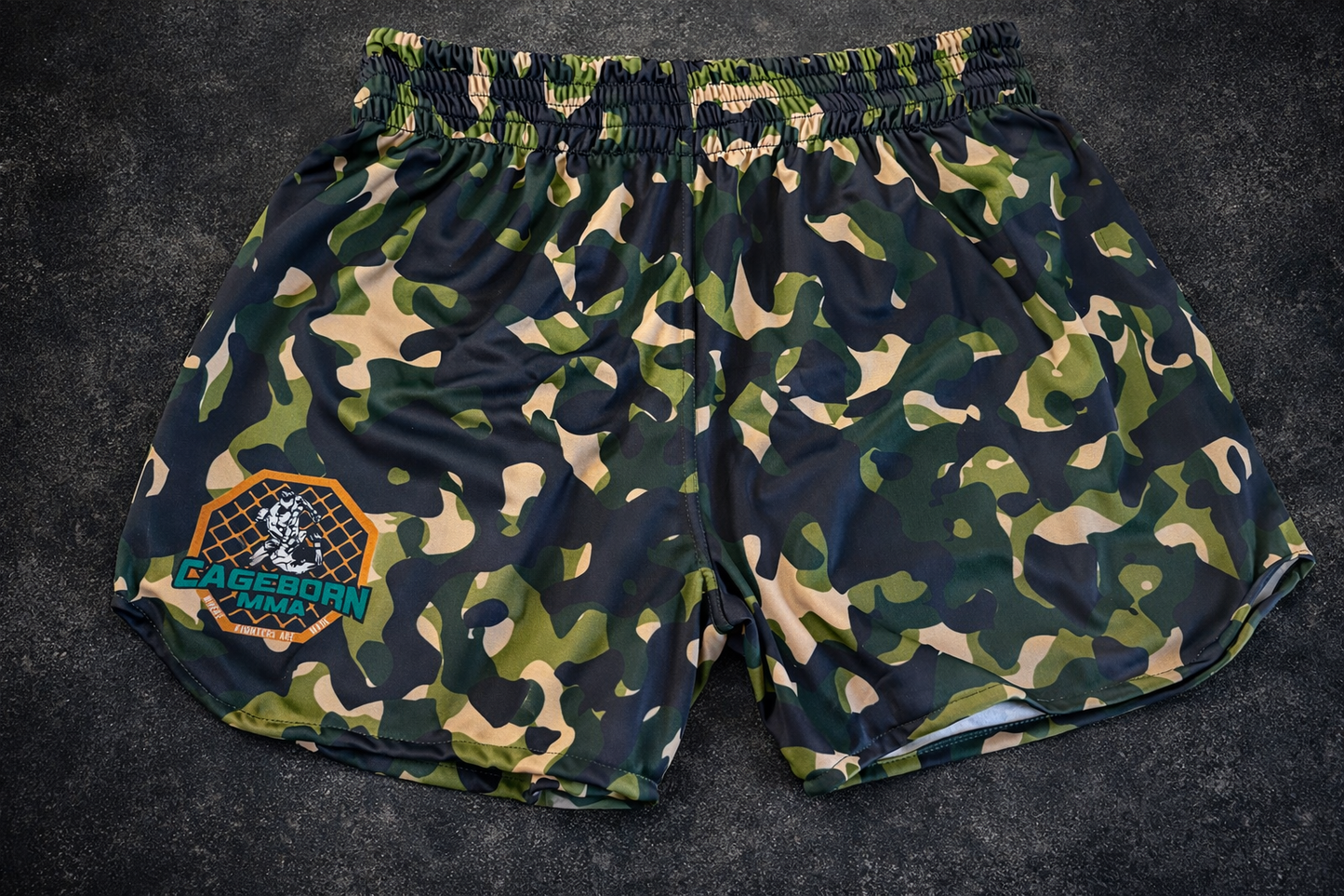 Muay thai shorts green camo colourway